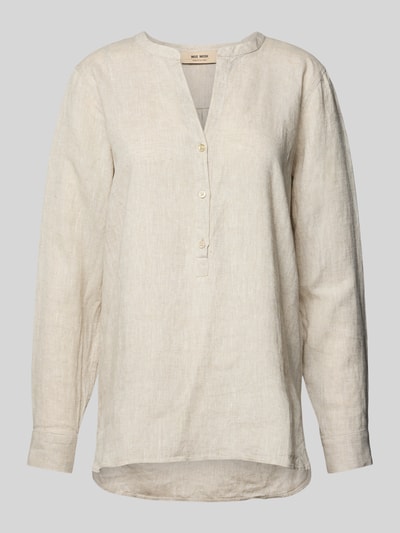 MOS MOSH Regular Fit Leinenbluse mit Tunikakragen Modell 'Danna' Sand 2
