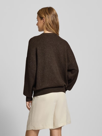 Review Gebreide pullover met labelprint Donkerbruin gemêleerd - 5