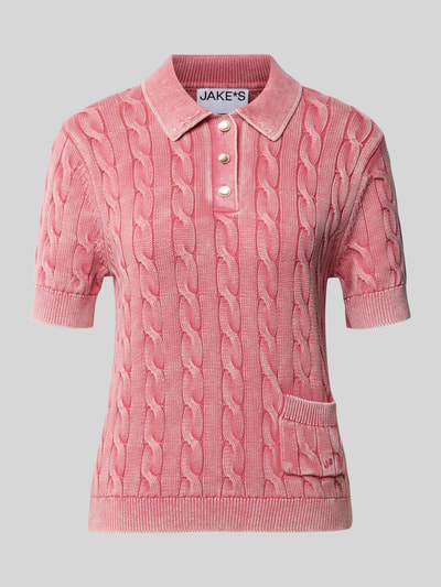 Jake*s Casual Slim Fit Poloshirt aus reiner Baumwolle Pink 1