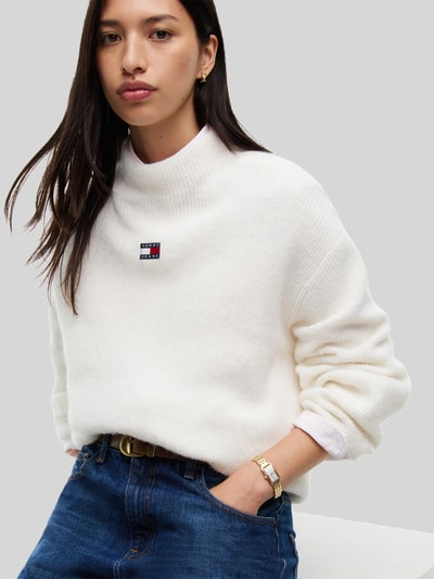 Tommy Jeans Relaxed Fit Pullover mit Alpaka-Anteil Weiss 3