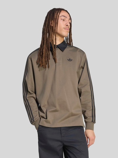 adidas Originals Relaxed Fit Rugbyshirt aus reiner Baumwolle Anthrazit 3