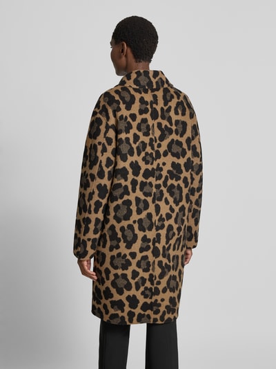 Marc Cain Relaxed Fit Wollmantel mit Allover-Animal-Print Camel 5