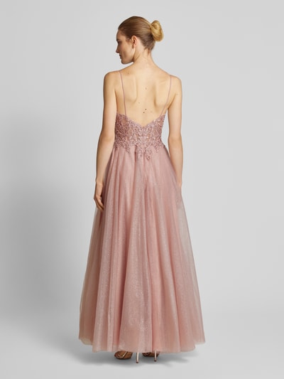 Luxuar Abendkleid mit Spitzenbesatz Rosa 5