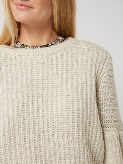 Only Cropped Pullover mit Woll-Anteil Modell 'Scala' Beige 3