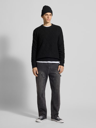 JACK & JONES Strickpullover mit Rundhalsausschnitt Modell 'CAMBRIDGE' Black 1