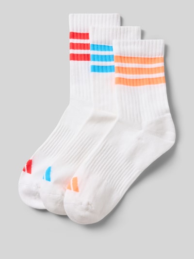 Produktfoto, Socken mit Label-Print im 3er-Pack von adidas Sportswear aus weißem Baumwoll-Mix mit Stretch-Anteil und geripptem Abschluss