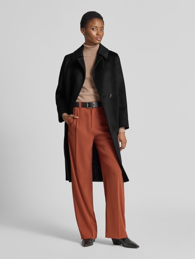 Max Mara Studio Recht model lange jas van zuivere scheerwol model 'BCOLLAG' Zwart - 1