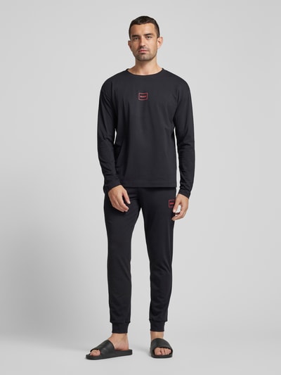 HUGO Longsleeve mit Label-Print Modell 'Laze' Black 1