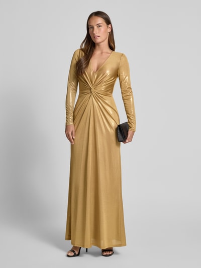 Lauren Ralph Lauren Avondjurk met knoopdetail, model 'NADIRA' Goud gemêleerd - 1
