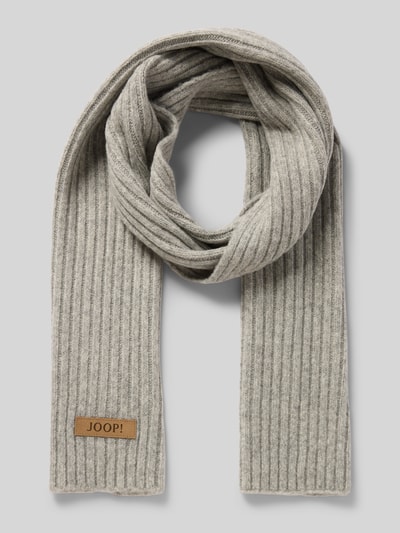 JOOP! Schal mit Label-Patch Hellgrau Melange 1