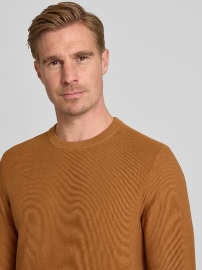 MCNEAL Strickpullover mit gerippten Abschlüssen Cognac Melange 3