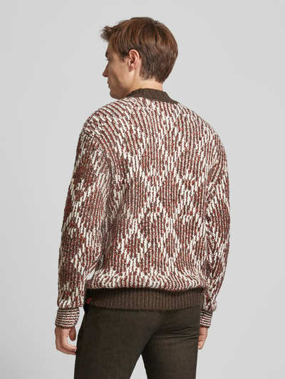 Scotch & Soda Strickpullover mit Stehkragen Modell 'Jacquard' Mittelbraun Mel 5