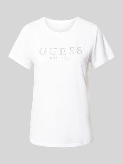 Guess T-Shirt mit Strasssteinbesatz Weiss 1