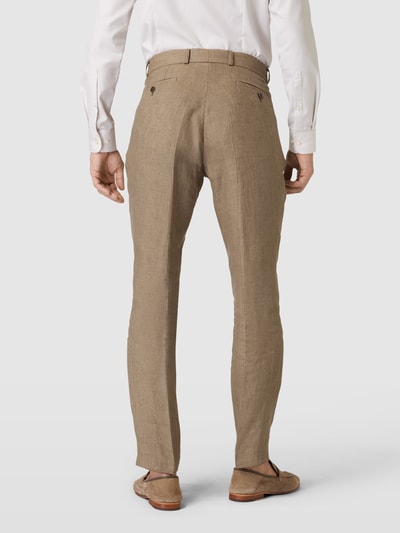 Carl Gross Slim fit pantalon van linnen met persplooien, model 'Tomte' Taupe - 5