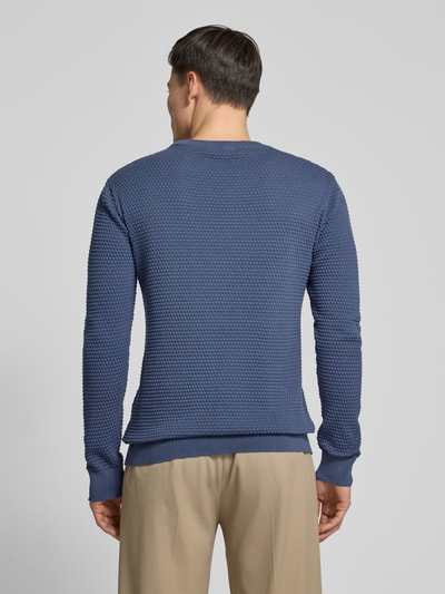 Knowledge Cotton Apparel Strickpullover mit Strukturmuster Modell 'VAGN' Rauchblau 5