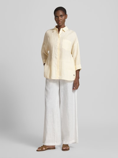 Weekend Max Mara Oversized Langarmbluse aus reinem Leinen Modell 'PANETTO' Hellgelb 1