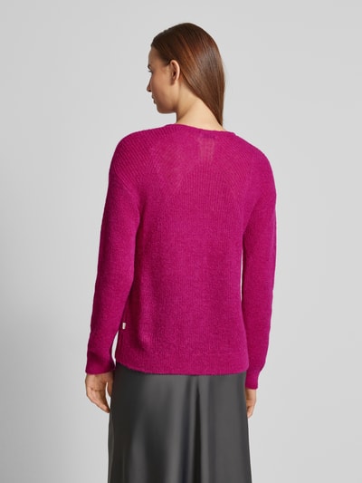 MAERZ Muenchen Wollen pullover met V-hals Fuchsia - 5