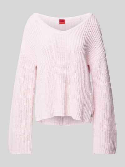 HUGO Strickpullover mit V-Ausschnitt Modell 'Scubed' Rosa 2