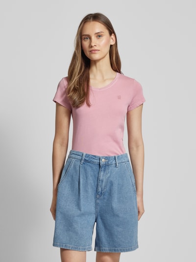 G-Star Raw Slim fit T-shirt met labeldetail, model 'Overdyed' Roze - 4