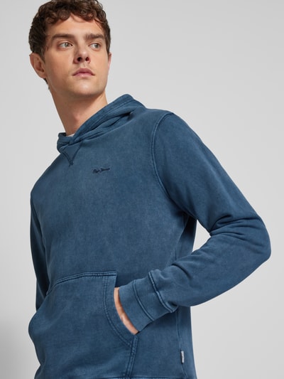 Pepe Jeans Hoodie met labelstitching, model 'Silverton' Donkerblauw - 3