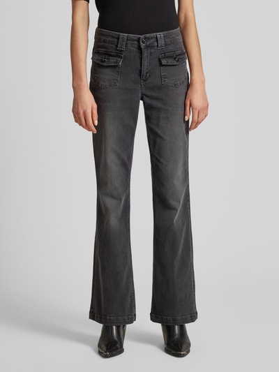 MAC Flared fit jeans van pure viscose met cargozakken Donkergrijs - 4