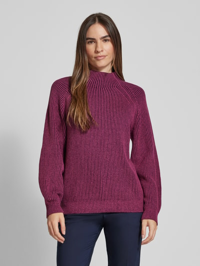 Tom Tailor Loose Fit Strickpullover mit gestreiftem Ripp-Muster Dunkelrot 4