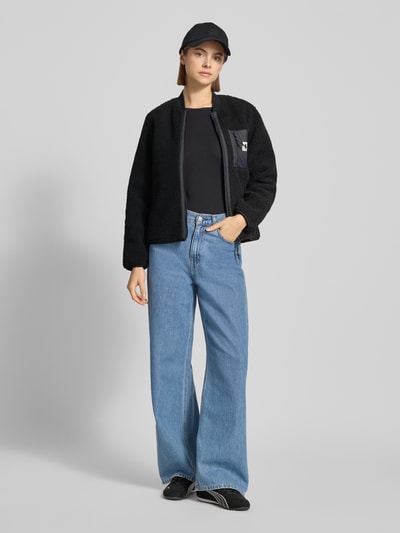 Carhartt Work In Progress Fleecejacke im Allover-Look mit Reißverschluss Modell 'Janet' Black 1