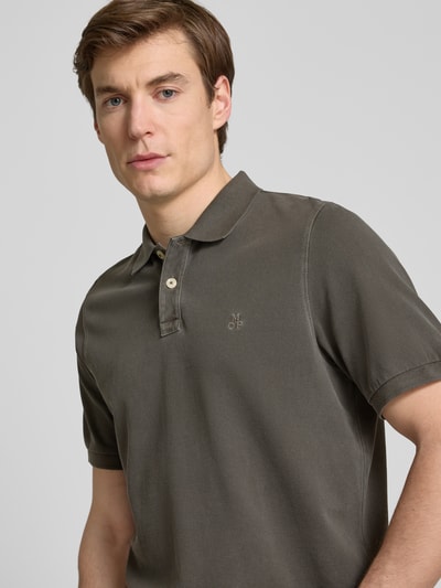 Marc O'Polo Regular Fit Poloshirt aus reiner Baumwolle mit Logo-Stitching Oliv 3