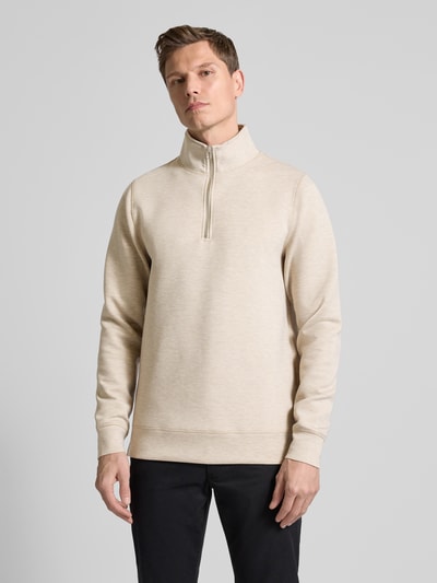 Casual Friday Sweatshirt met opstaande kraag, model 'Sebastian' Beige - 4