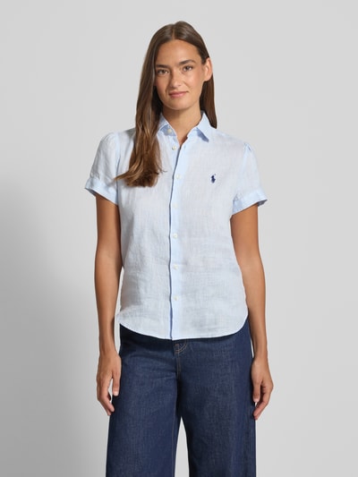 Polo Ralph Lauren regular fit linnen blouse van puur linnen Bleu - 4