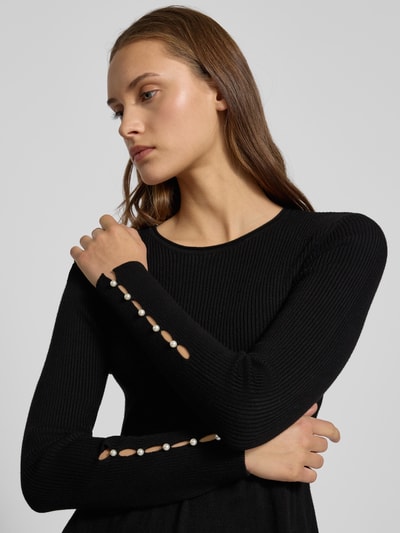 Only Getailleerde gebreide jurk van viscosemix, model 'NATASCHA' Zwart - 3