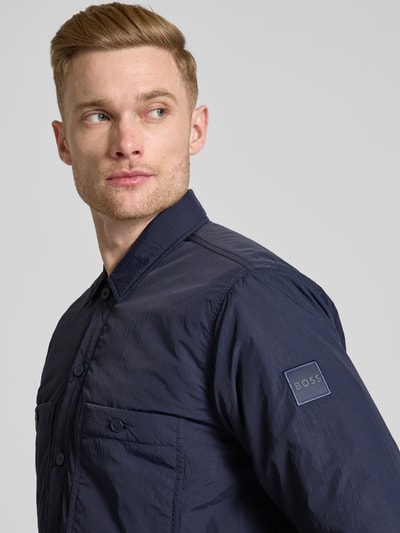 BOSS Orange Regular fit overhemdjack met borstzakken, model 'Locky' Donkerblauw - 3