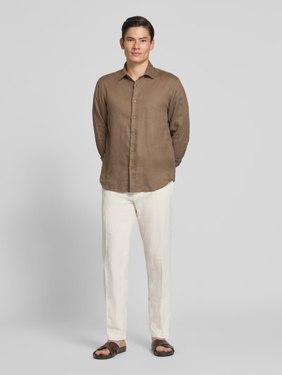 Selected Homme Straight Leg Leinenhose mit Tunnelzug Modell 'LEROY' Offwhite 1