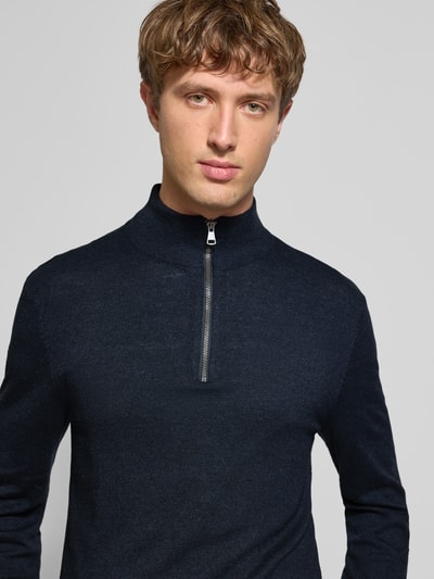 Blend Troyer aus Baumwoll-Mix in Strick-Optik Marine 3