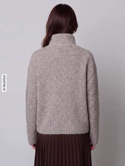 Selected Relaxed Fit Rollkragenpullover aus Alpaka-Mix Taupe 5