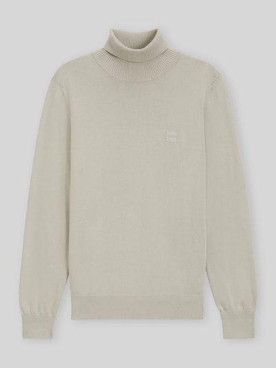 BOSS Orange Rollkragenpullover mit Logo-Patch aus Kaschmir Sand 2