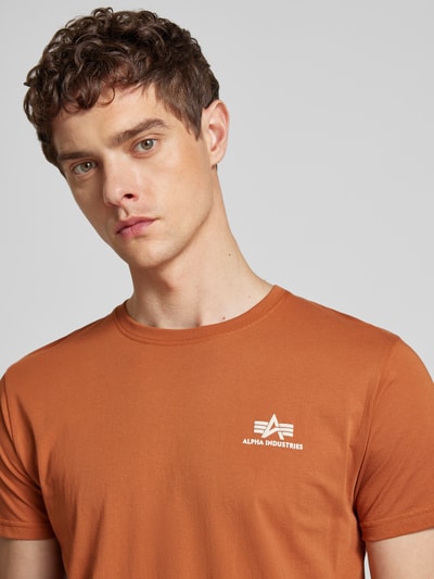 Alpha Industries T-shirt met labelprint Hazelnoot - 3