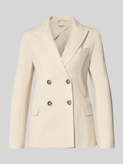 Produktfoto, Regular Fit Longblazer mit doppelter Knopfleiste Modell 'WKDCOLIBRI' von Max Mara, cremefarben, glatte Textur, Webpelz-Optik