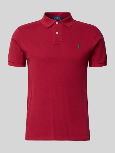 Productfoto, Slim Fit Poloshirt uit pure katoen van Polo Ralph Lauren, rood, effen, korte mouw, polokraag, logo-stitching, piquéstructuur