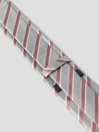 Produktfoto, Seidenkrawatte im Allover-Look (7 cm) van JOOP! collectie, zilver met structuurpatroon en diagonale strepen in rood en blauw, breedte 7 cm