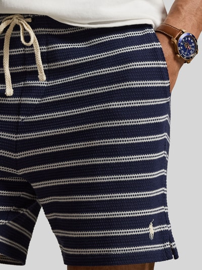 Polo Ralph Lauren Regular Fit Shorts aus Baumwoll-Mix mit Lochmuster-Streifen Marine 3