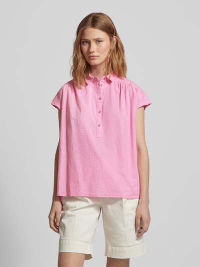Milano Italy Bluse aus Baumwoll-Leinen-Mix in unifarbenem Design Pink 4