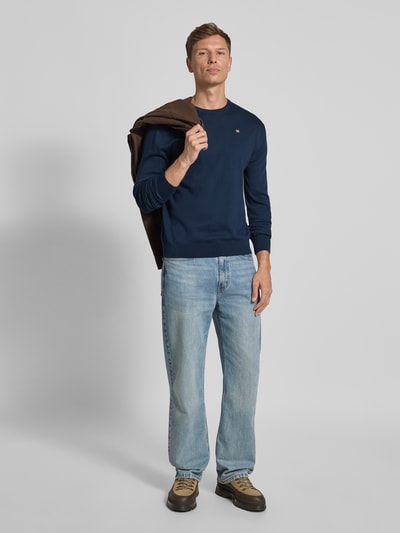 Napapijri Regular Fit Longsleeve mit Logo-Stitching Modell 'Droz' Marine 1