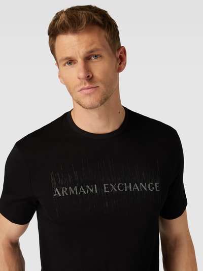 ARMANI EXCHANGE T-shirt z obszyciem z kamieni stras Czarny 3