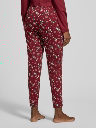 Jake*s Casual Pyjama-Hose im Allover-Look mit elastischem Bund Bordeaux 5