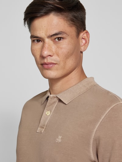 Marc O'Polo Regular fit poloshirt met labelstitching Beige - 3