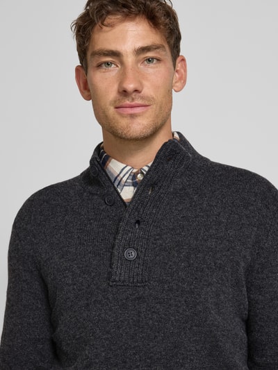 Barbour Regular fit schipperstrui van zuivere wol Antraciet - 3