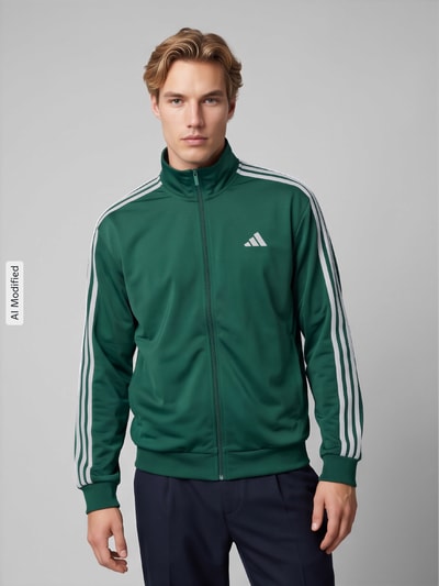 adidas Sportswear Bluza rozpinana z paski w kontrastowym kolorze Zielony 4