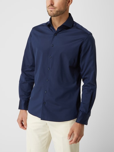 Eterna Slim fit zakelijk overhemd met haaikraag Marineblauw - 4