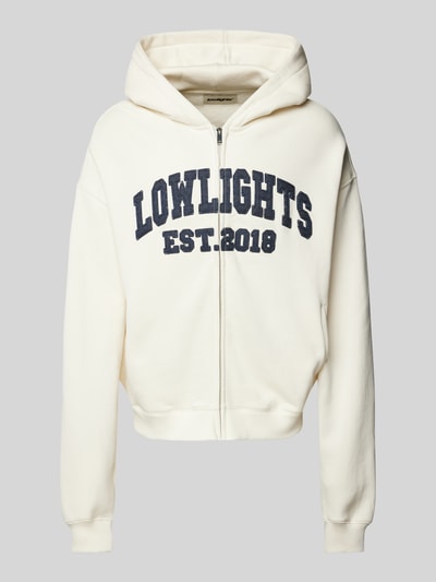 Low Lights Studios Sweatjacke mit Label-Stitching Modell 'COLLEGE' Ecru 2